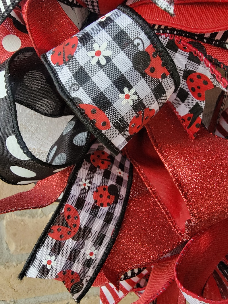 Ribbon Wreath, Lady Bug Ribbon Wreath, Front Door Wreath - Etsy