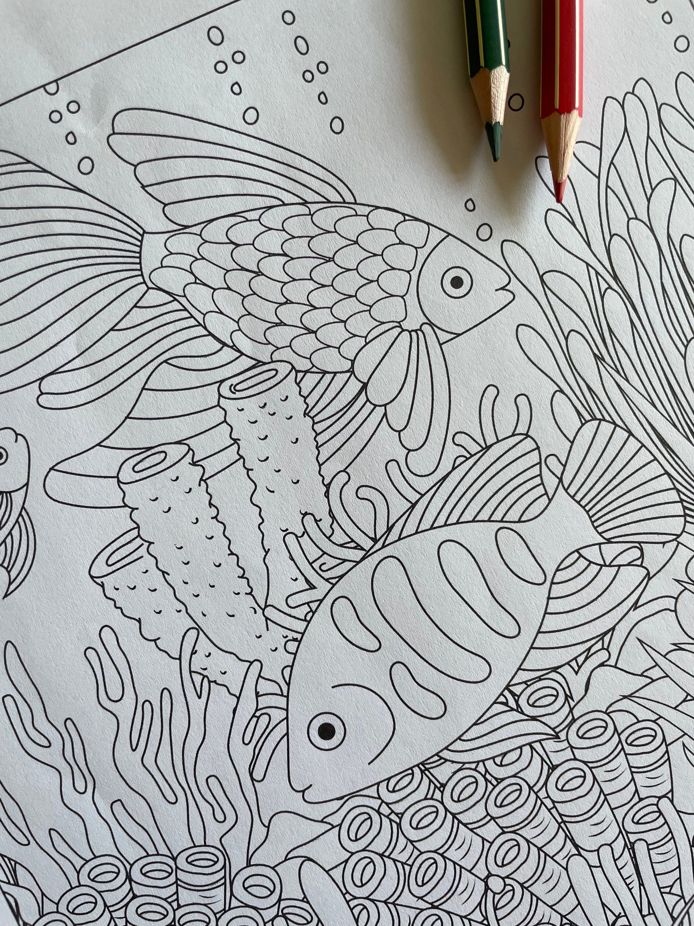 Coloring Page: Fishes | Instant Download | Unlimited Prints - Etsy