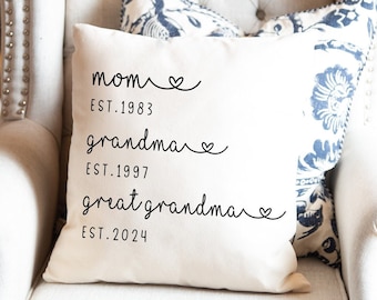 Mom Grandma Great Grandma Pillow, New Grandma Gift, Great Grandma Pillow, Established Pillow, Pregnancy Reveal, Mothers Day Gift Ideas