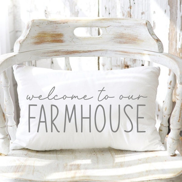 Welcome to our Farmhouse Pillow Cover, Farmhouse Decor, Rustic Farmhouse Lumbar Throw Pillows, Farmhouse Style, Welcome Throw Pillow