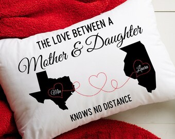 Custom Mom and Daughter Gifts, State To State Pillow, Mom Gift From Daughter, Long Distance Pillow, Mothers Day Gifts, Family Throw Pillow