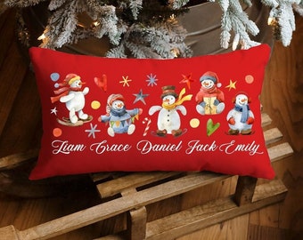 Personalized Snowman Pillow Covers, Christmas Pillows, Christmas Pillowcase, Christmas Gift For Family, Christmas Cushions, Holiday Pillows