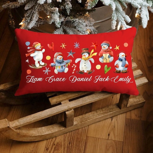 Personalized Snowman Pillow Covers, Christmas Pillows, Christmas Pillowcase, Christmas Gift For Family, Christmas Cushions, Holiday Pillows