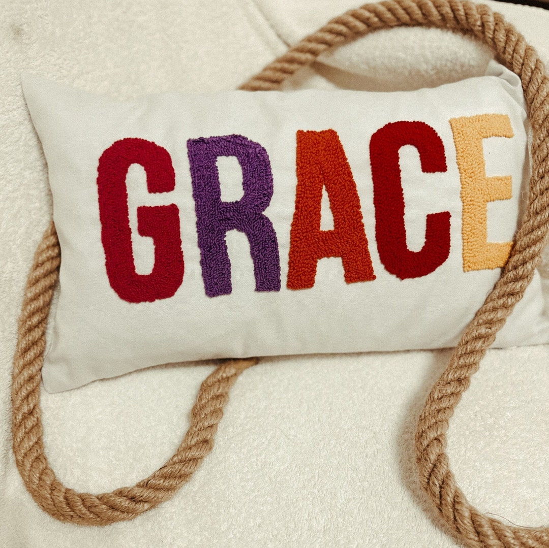 Punch Needle Name Pillow Baby Room Decor Hand Tufting Pillow Etsy UK