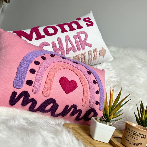 Mother's Day Embroidery Gifts, Custom Gift For Mama, Funny Mom Gift, Punch Needle Pillow, Humorous Present for Mom, Mothers Day Gift Ideas