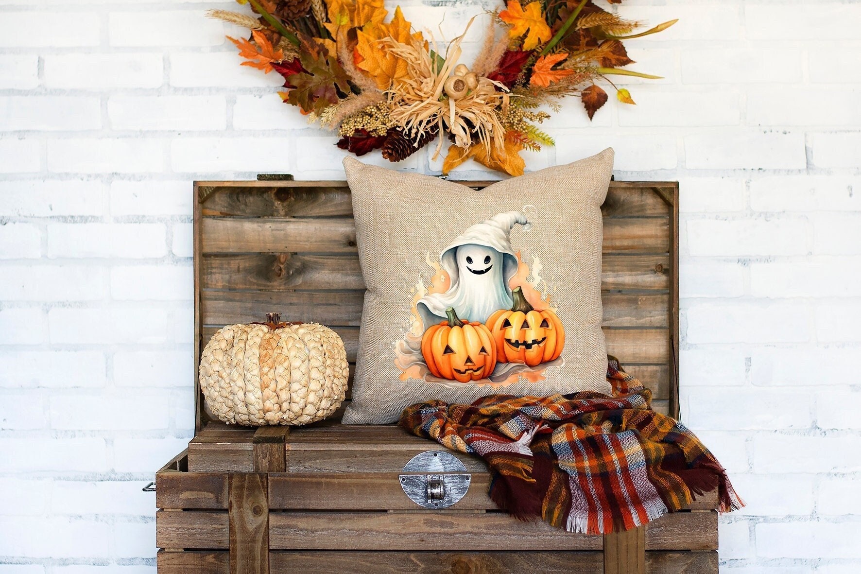 G128 18 x 18 in Fall Pumpkin Thankful Waterproof Pillow, Set of 4