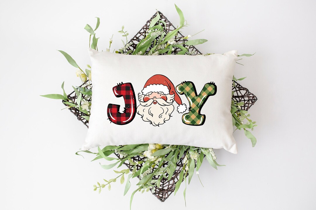 Joy Christmas Pillow Cover Santa Claus Pillow Christmas Etsy