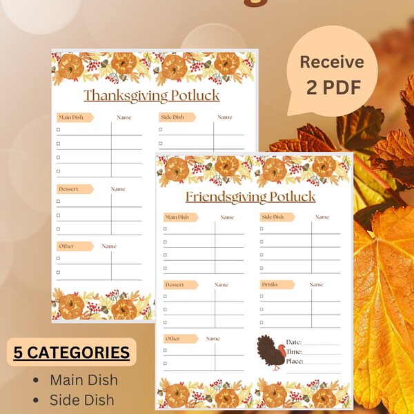 Potluck Organizer Etsy