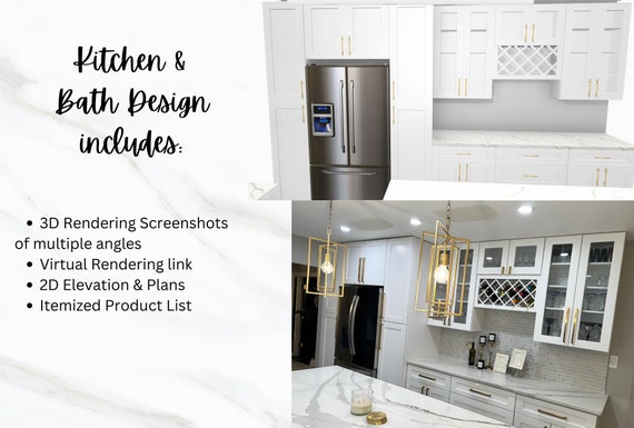 Kitchen Cabinet Layout, 3D Custom Kitchen Design, 2D Cabinet Layout, Kitchen Elevations and Plan, Virtual Link, Cabinet Product List