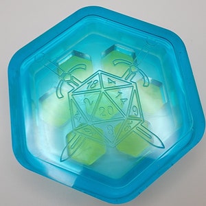 Small Cyan and Yellow Dice Holder - 7 Die Holder - D&D | DnD | Tabletop