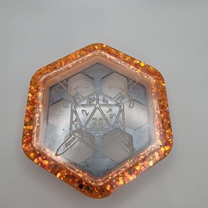 Orange Shimmer Small Dice Holder - 7 Die Holder - D&D | DnD | Tabletop