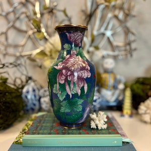 Blue Floral Cloisonne Vase