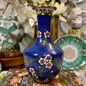 Blue Cloisonne Floral Vase