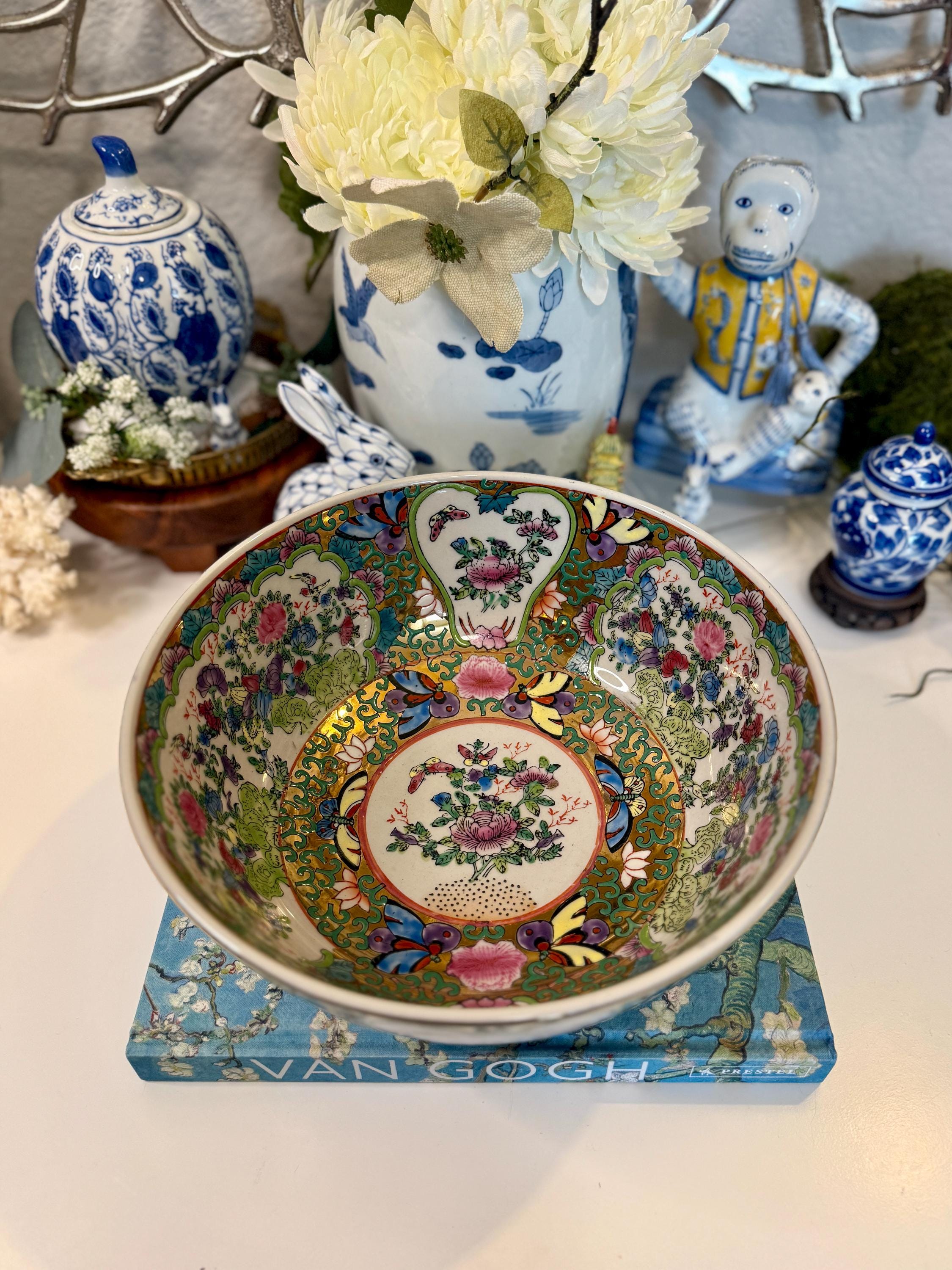 Antique Rose Medallion Bowl - Etsy