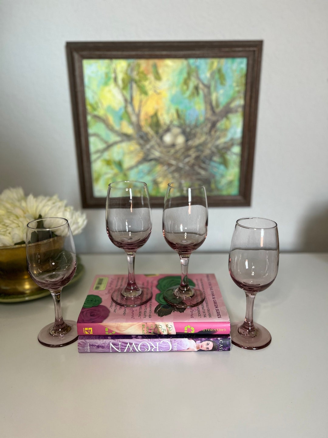 Libbey Pink Plum Wine Glasses Set of 4 Etsy