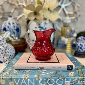 Fenton Cranberry Glass Coin Dot Creamer