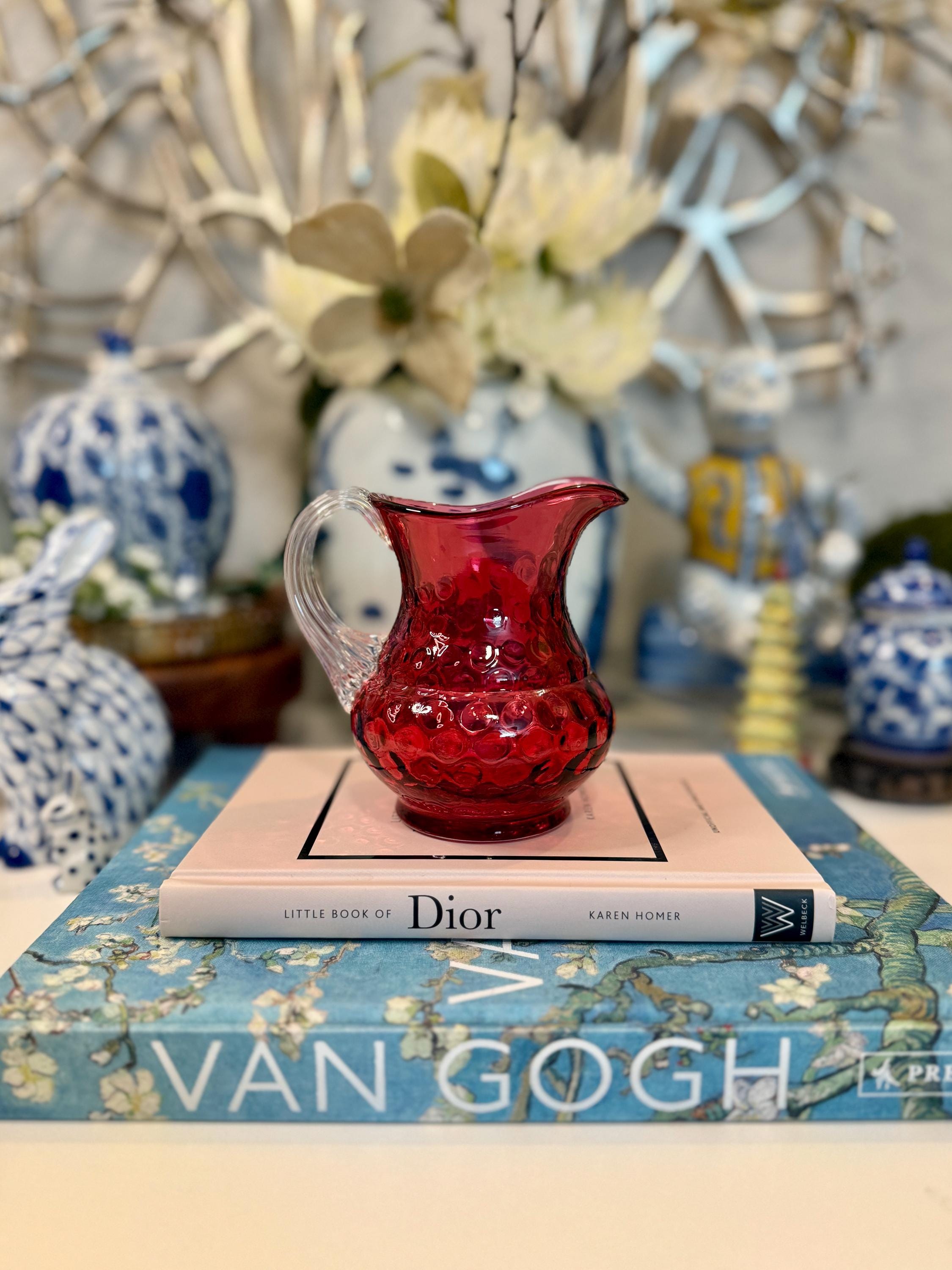 Fenton Cranberry Coin Dot Pitcher - Etsy