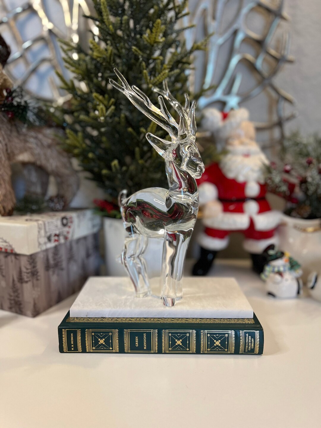 Solid Glass Reindeer Figurine Etsy