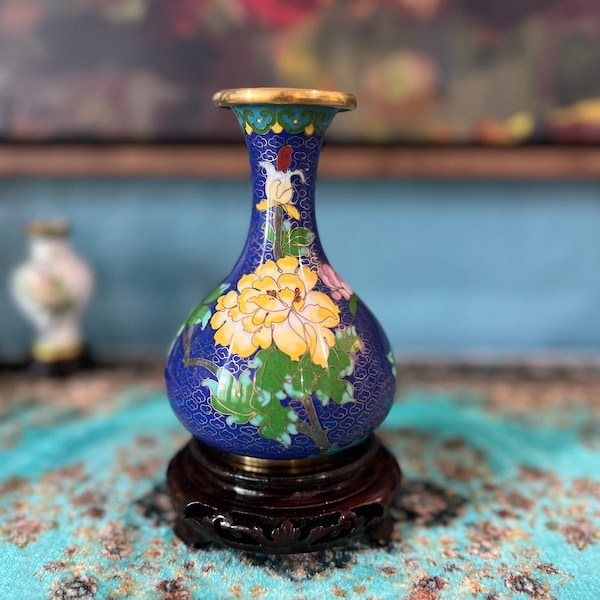 Enamel Brass Vase Etsy