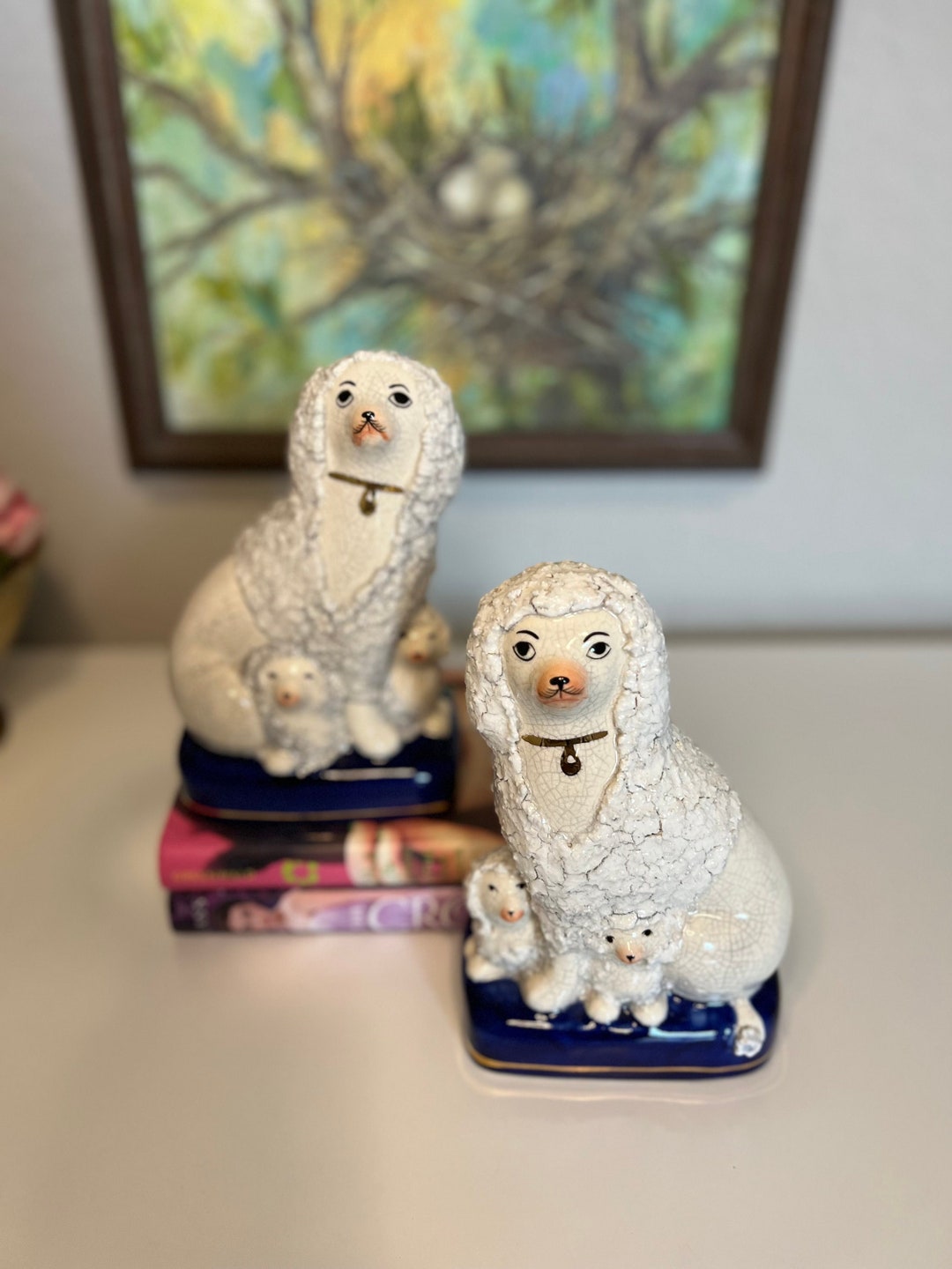 Fitz and Floyd Staffordshire Confetti Poodles With Puppies Etsy