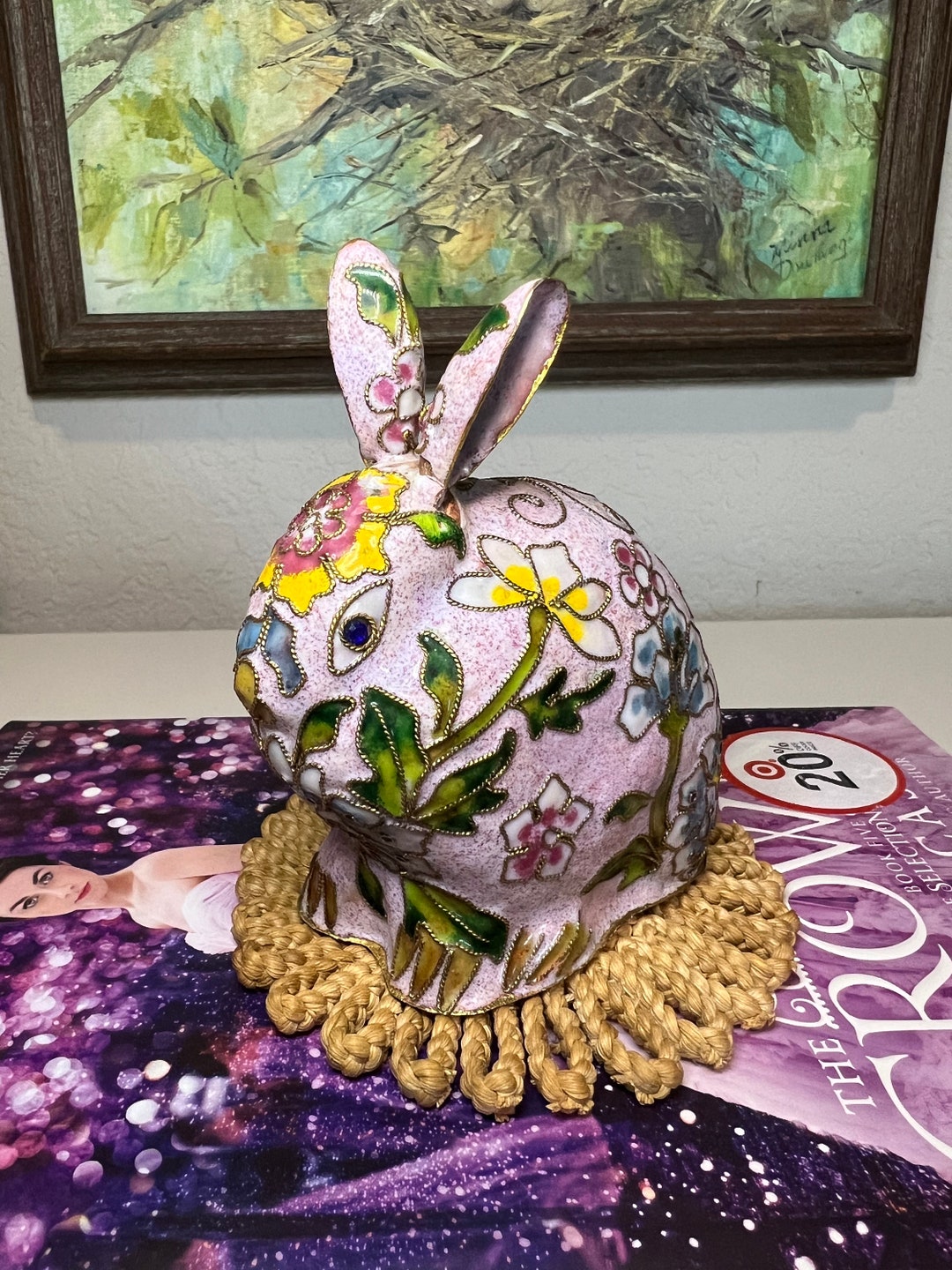 Vintage Cloisonne Pink Bunny Rabbit Figurine - Etsy