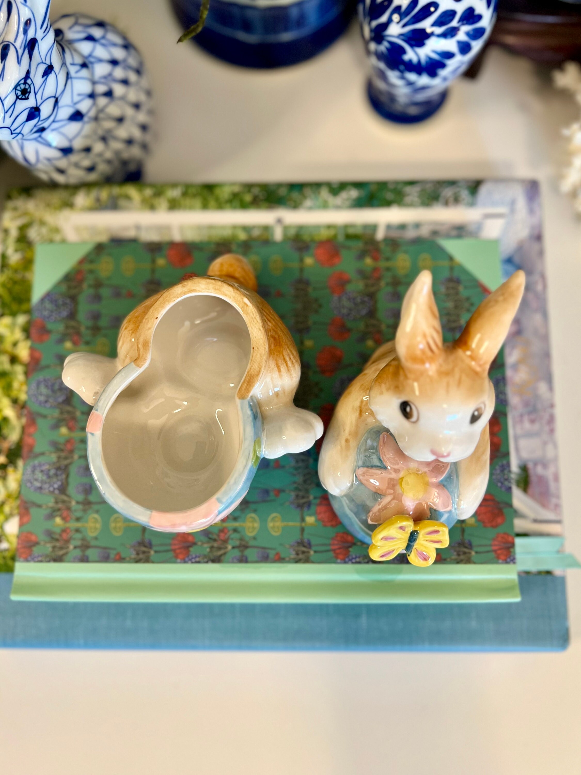 Vintage Fitz and Floyd painting Easter Eggs Bunny Rabbit Lidded Dish - Etsy