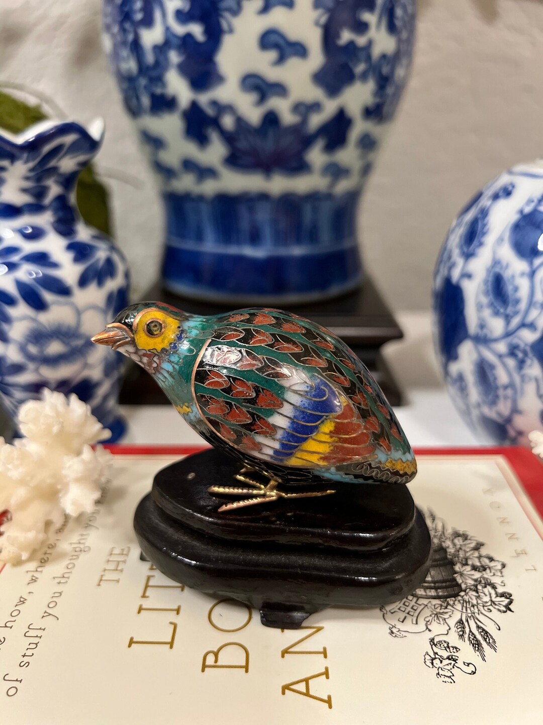Vintage Cloisonne Quail Stand Included Etsy