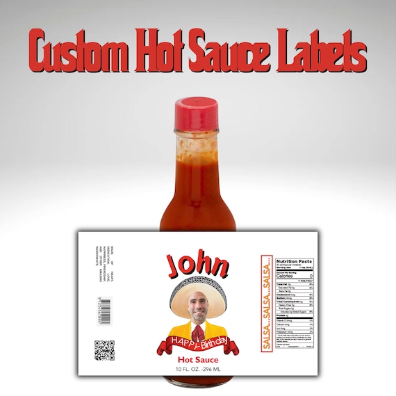 Personalized Photo Hot Sauce Label: Custom Party Favor