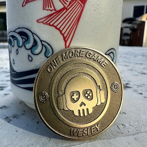 Engraved Brass Gamer Coin: Personalized Decision Flip Coin