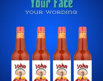 Personalized Photo Hot Sauce Label: Custom Party Favor