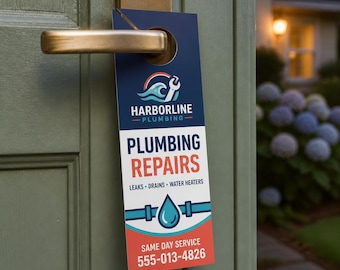 Custom Door Hangers, Double Sided Full Color, 3.5x8.5 Thick 16pt Card Stock, Printed Marketing for Real Estate, Lawn Care, Local Business