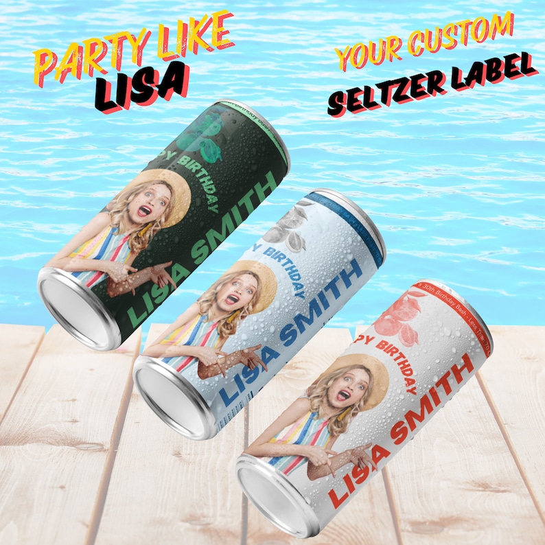 Custom Seltzer Can Labels: Personalized Party Stickers image 1