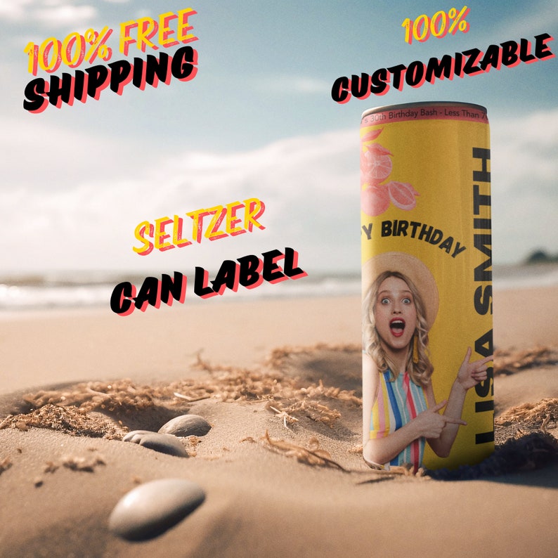 Custom Seltzer Can Labels: Personalized Party Stickers image 4