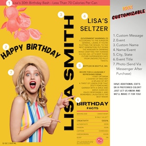 Custom Seltzer Can Labels: Personalized Party Stickers image 2