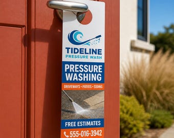 Custom Door Hangers, Double Sided Full Color, 3.5x8.5 Thick 16pt Card Stock, Printed Marketing for Real Estate, Lawn Care, Local Business