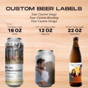 Custom Beer Can Label - Bachelor Gift - Custom Beer Label - Photo Beer Label - Personalized Beer Labels - Groom Gift Ideas - Groomsmen Gift
