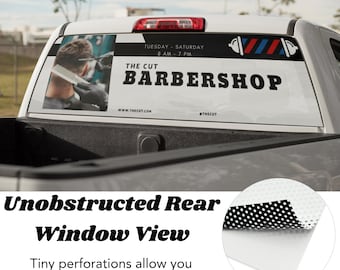 Custom Rear Car Window Perforated Decal | One Way Vision Privacy Film | Personalized Vehicle Graphics | Weatherproof See Through Vinyl