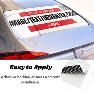 Custom Rear Car Window Perforated Decal – 70/30 One-Way Vision Film – Personalized Size – Weatherproof, Waterproof & Long-Lasting Adhesive!