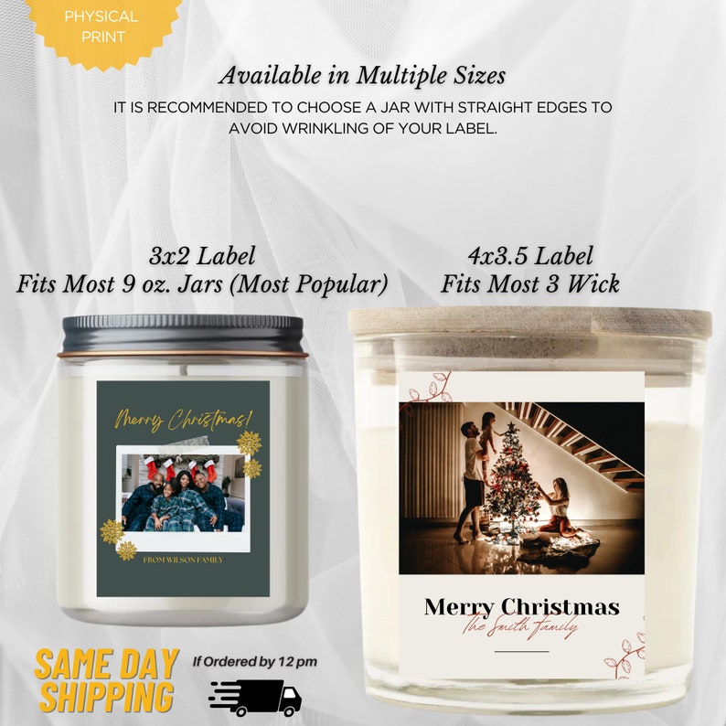 Custom Candle Label Christmas Gift Candle Label Photo Etsy