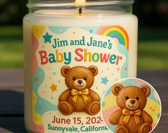Wedding Favor Candle Labels | Personalized Waterproof Vinyl Stickers, 3D Raised Embossed Finish | Baby Shower, Bridal Party
