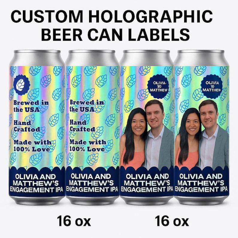 Custom Holographic Beer Can Labels: Personalized Party Favors - Etsy