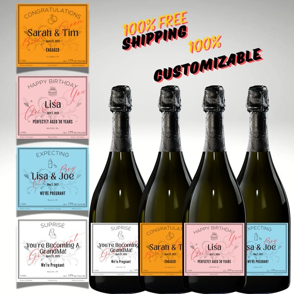 Personalized Champagne Bottle Label - Perfect for Bachelorette, Bridal Shower, & Bachelor Party Gifts - Champagne Gift Label