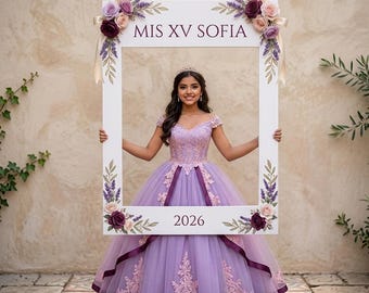 Quinceanera Frame, Mis Quince Prop, Custom Selfie Frame, Quince Photo Prop, Quinceanera Decor, Photo Booth Frame, XV Anos Sign, Full Color