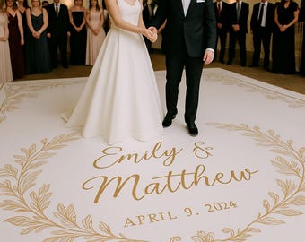 Custom Wedding Dance Floor Decal | Personalized Vinyl Wrap with Monogram & Date | Removable Reception Sticker