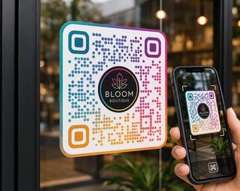 Custom QR Code Decals: Vinyl Window Stickers for Business, Storefront, Menu, Payment, Wi-Fi | Static Cling or Permanent