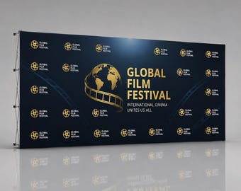 20ft Trade Show Booth Backdrop with LED Lights | Custom Fabric Pop Up Display with End Caps | Tension Fabric Event Wall