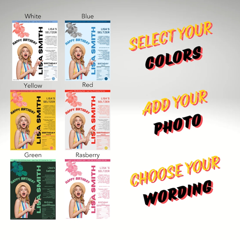 Custom Seltzer Can Labels: Personalized Party Stickers image 3