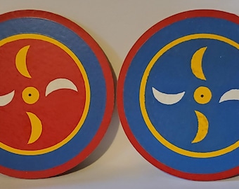 2 Vintage Vier Jahreszeiten Hex Signs PA Dutch 5 ”Masonite
