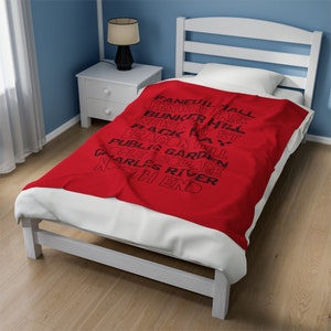 Boston Blanket, Boston Love Blanket, Boston Decor, Faneuil Hall, Fenway, Charles River Blanket, Boston Strong Gift