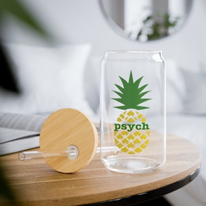 Psych Glass Tumbler, 16oz Coffee Psych, Shawn and Gus Fan, Shawn Spencer and Burton Guster Gift, Psych TV Show Gift
